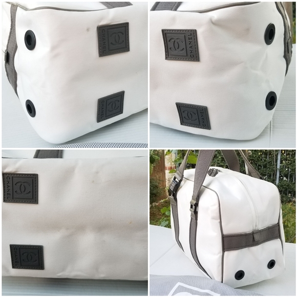 Chanel Rare Sports Line White Canvas Vintage Boston 40 duffle Carryall Tote bag - Picture 16 of 16